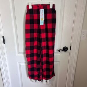 Cat & Jack Boys Pajama Pants 2PK XL 14/16 Red Buffalo Plaid Gray Penguin Fleece